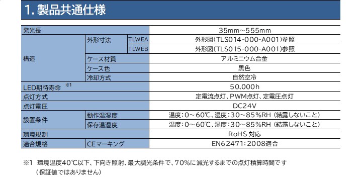幅広直線照明(拡散光)TLWEBシリーズ (耳無し)